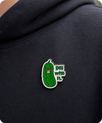 Dill With It Funny Pickle Cat Enamel Lapel Pin Badge