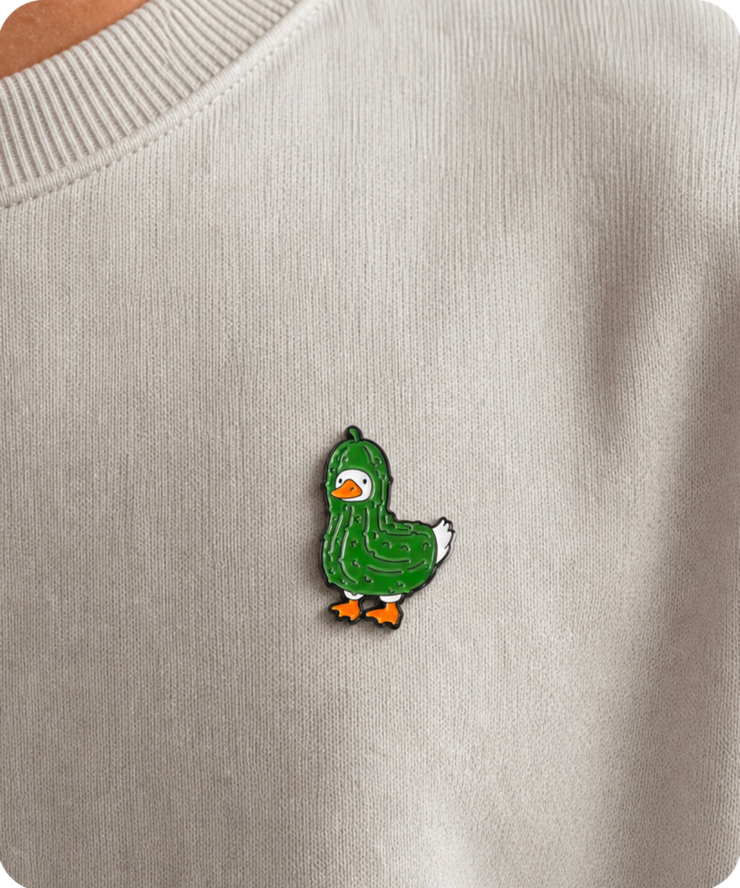 Cute Pickle Duck Enamel Lapel Pin Badge