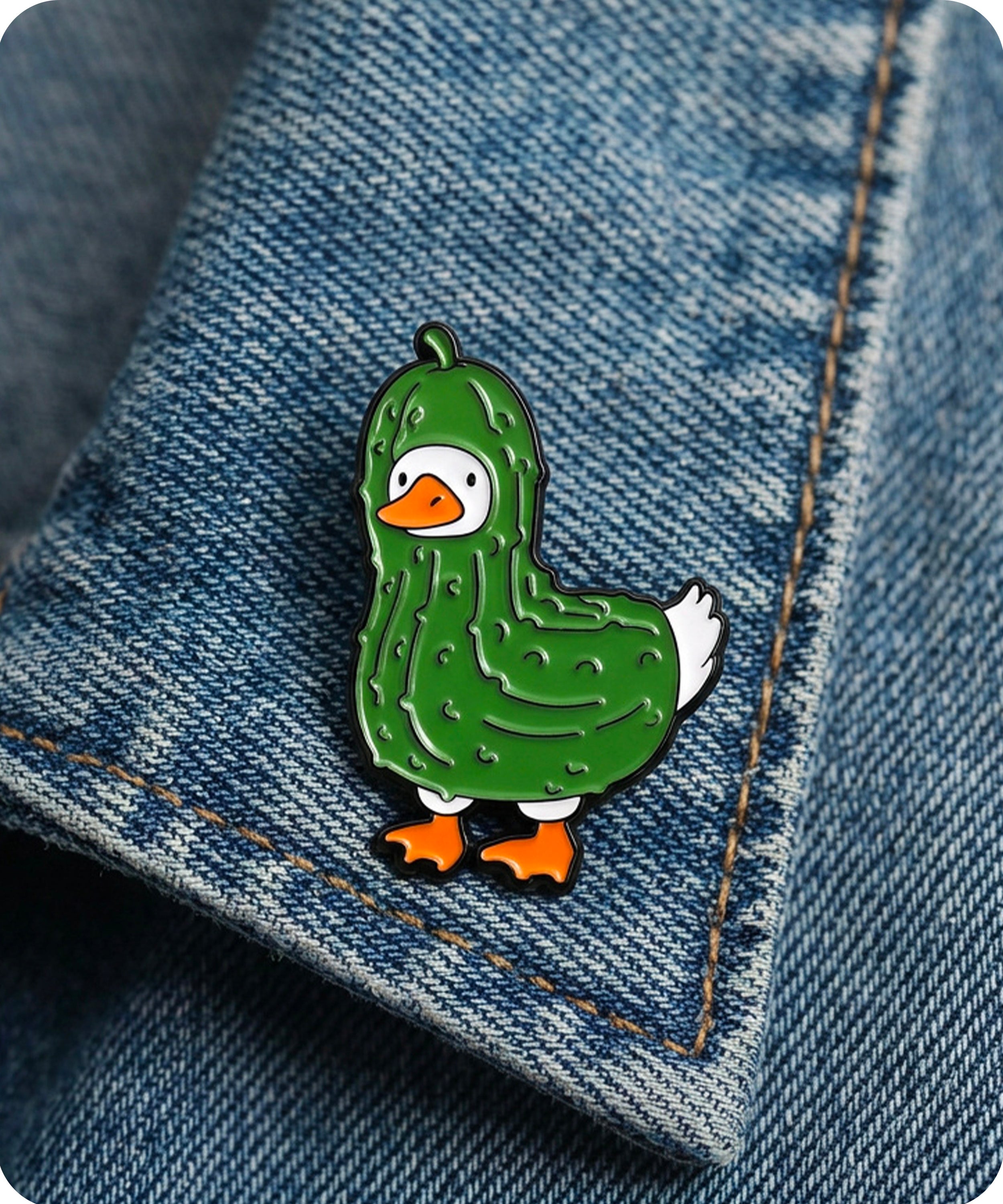 Cute Pickle Duck Enamel Lapel Pin Badge Imagen secundaria del producto