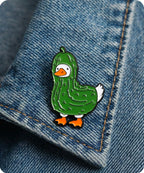 Cute Pickle Duck Enamel Lapel Pin Badge