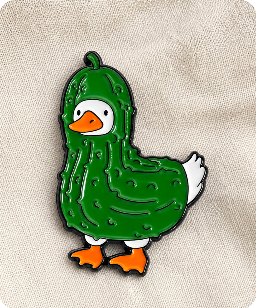 Cute Pickle Duck Enamel Lapel Pin Badge