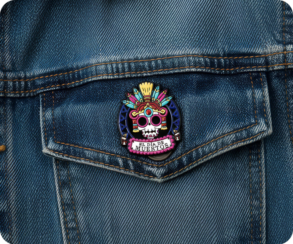Day Of The Dead El Die De Muertos Mexican Pin Badge