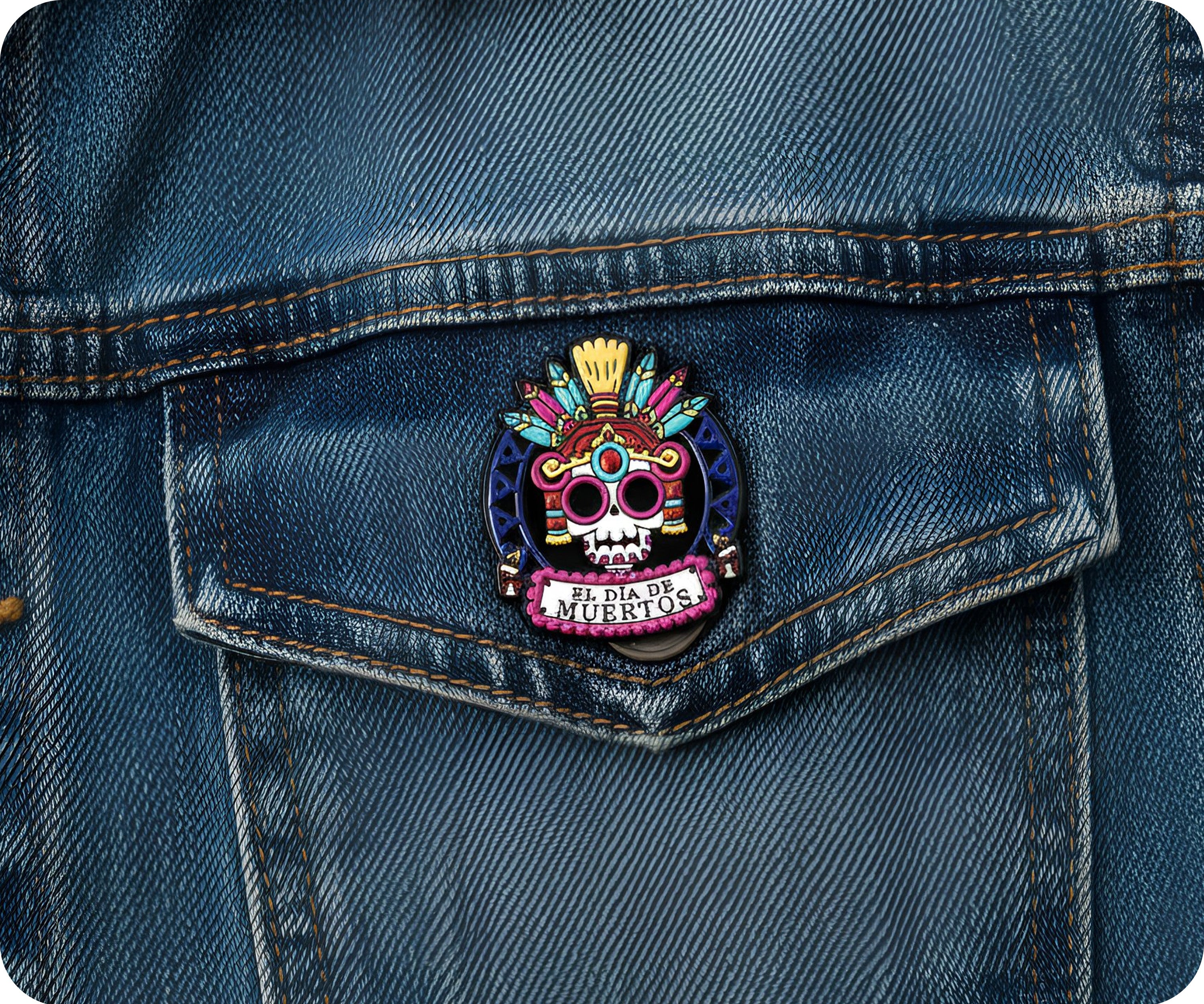 Day Of The Dead El Die De Muertos Mexican Pin Badge