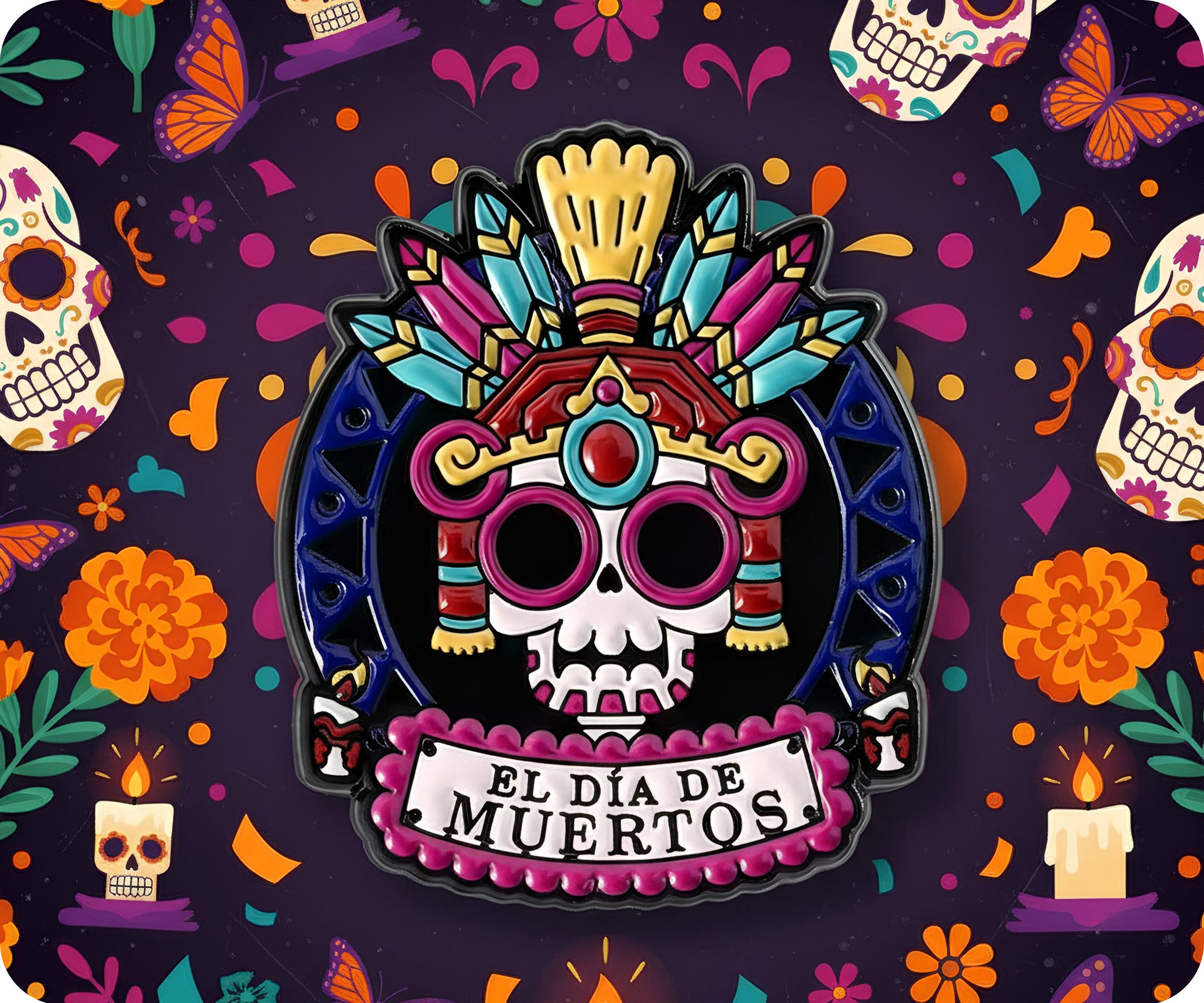 Day Of The Dead El Die De Muertos Mexican Pin Badge