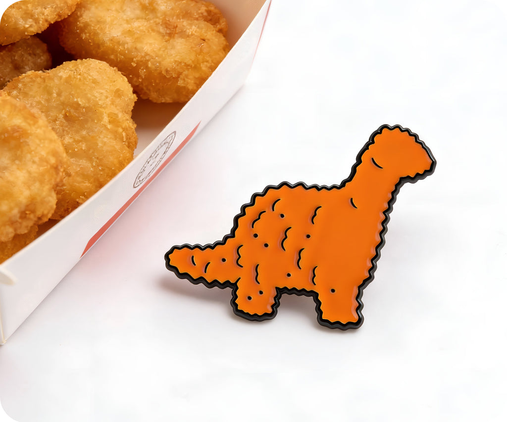 Brachiosaurus Dinosaur Chicken Nugget Fast Food Pin Badge