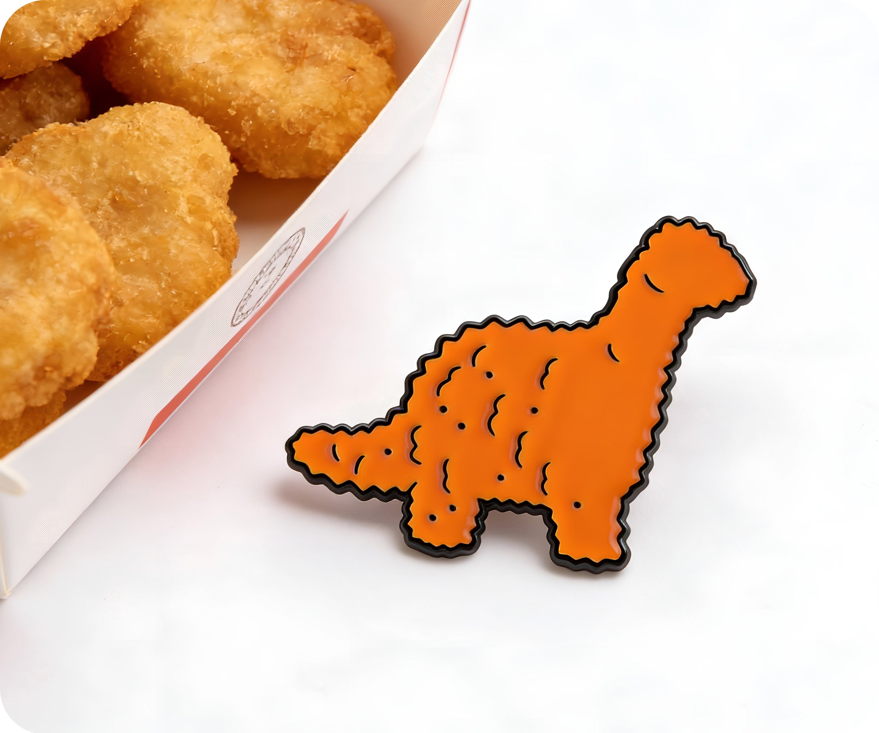 Brachiosaurus Dinosaur Chicken Nugget Fast Food Pin Badge