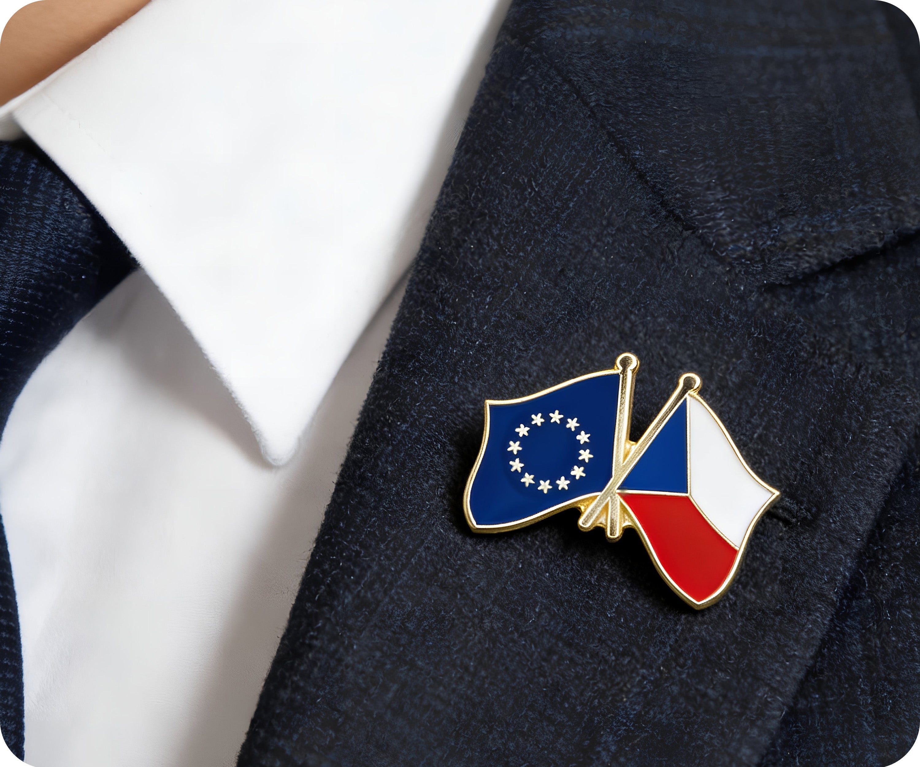 European Union & Czech Republic Friendship Pin Badge