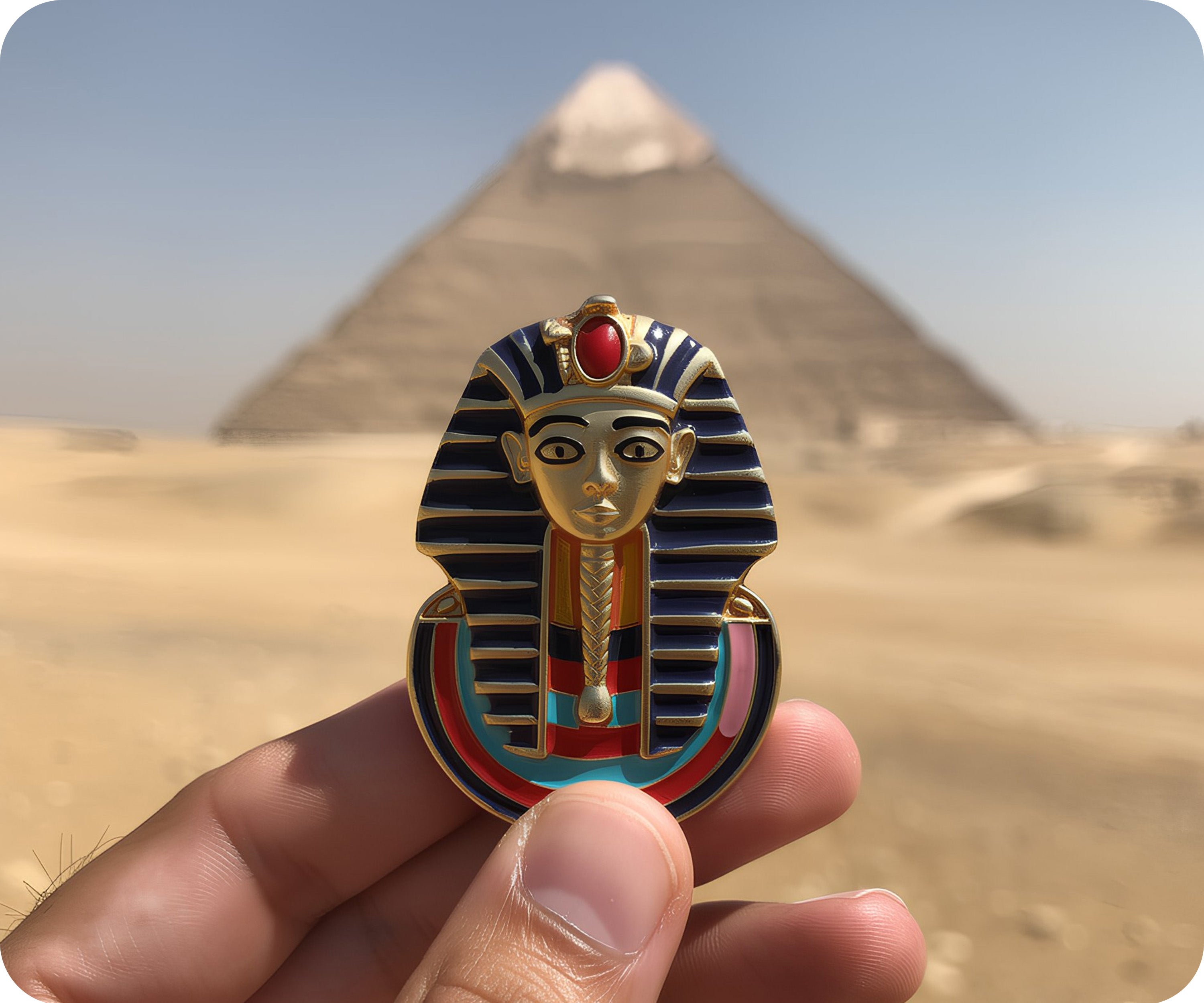 Tutankhamen Pharaoh Egyptian Pin Badge