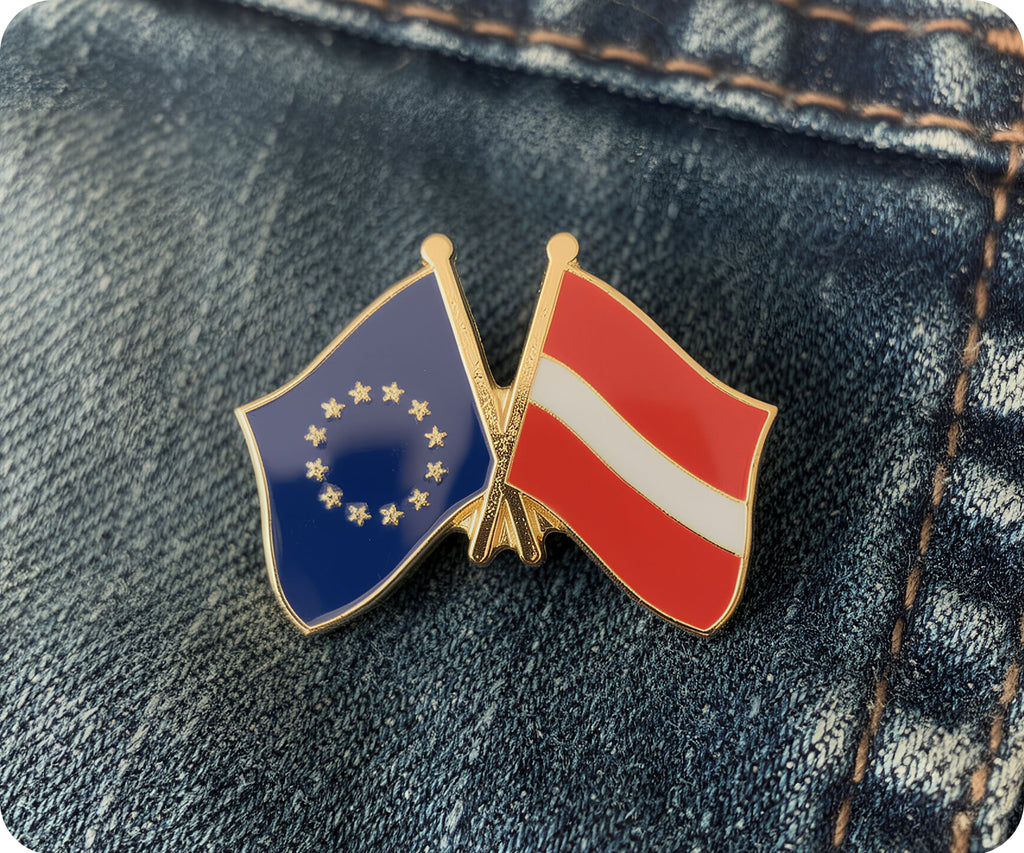 European Union & Latvia Friendship Pin Badge