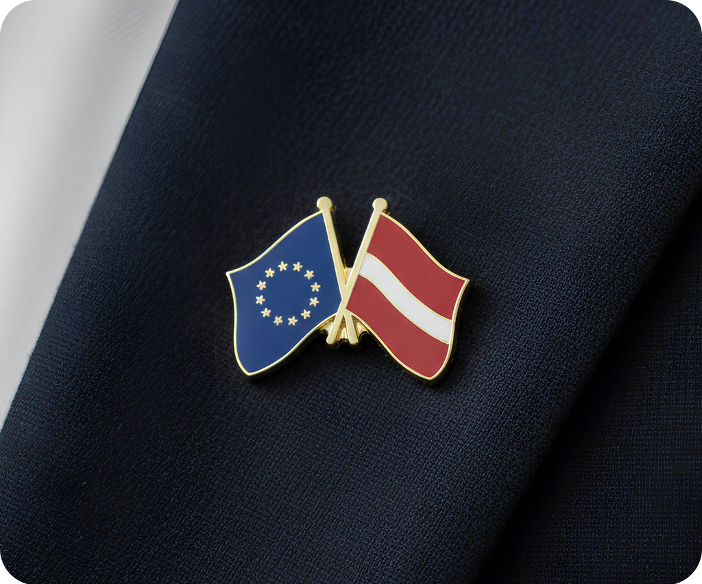 European Union & Latvia Friendship Pin Badge