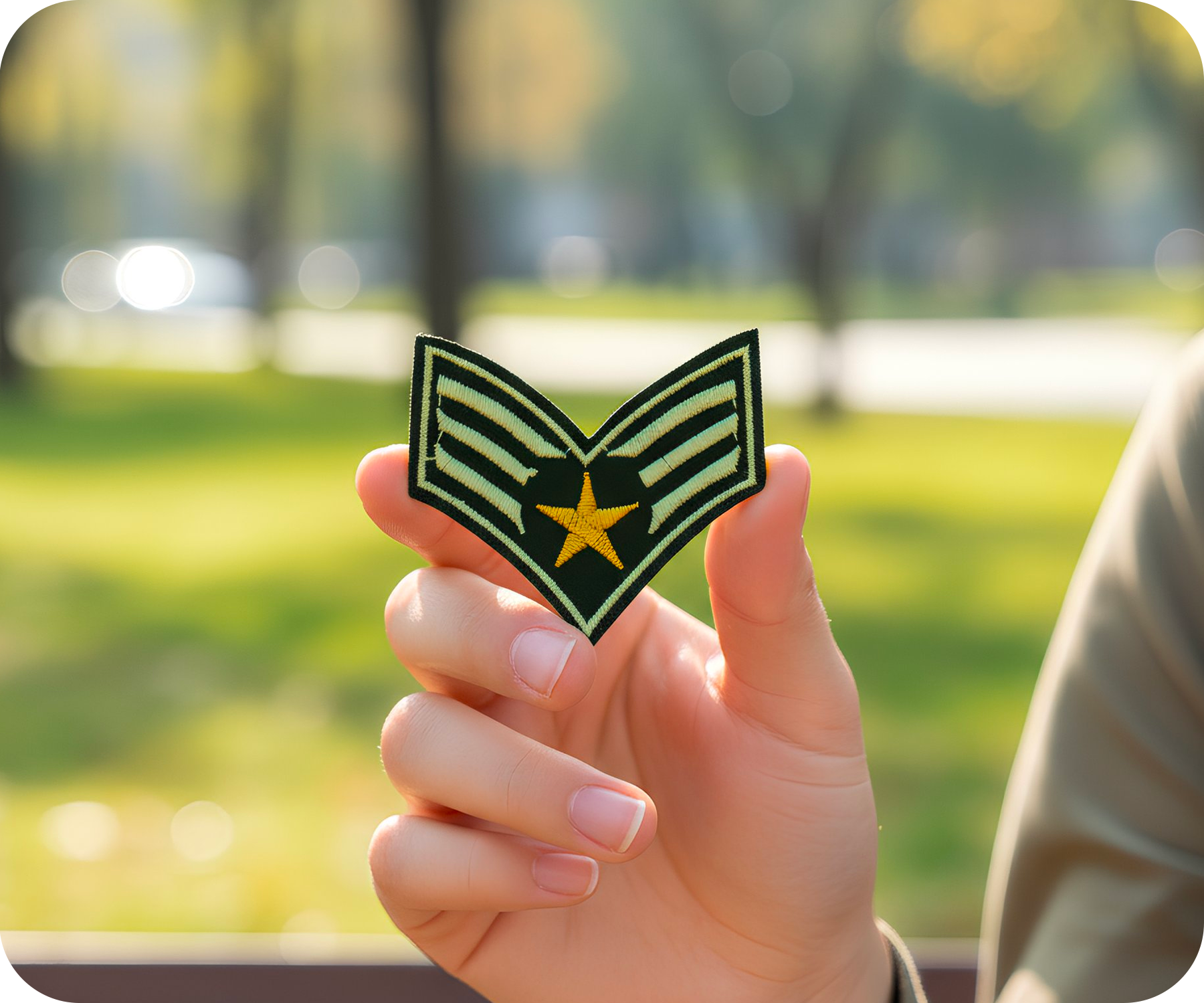 Sergent Rank Star Military Insignia Iron On Patch (6.5 x 5.5cm) Secondary image