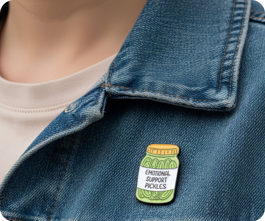 Emotional Support Pickles Jar Pin Badge