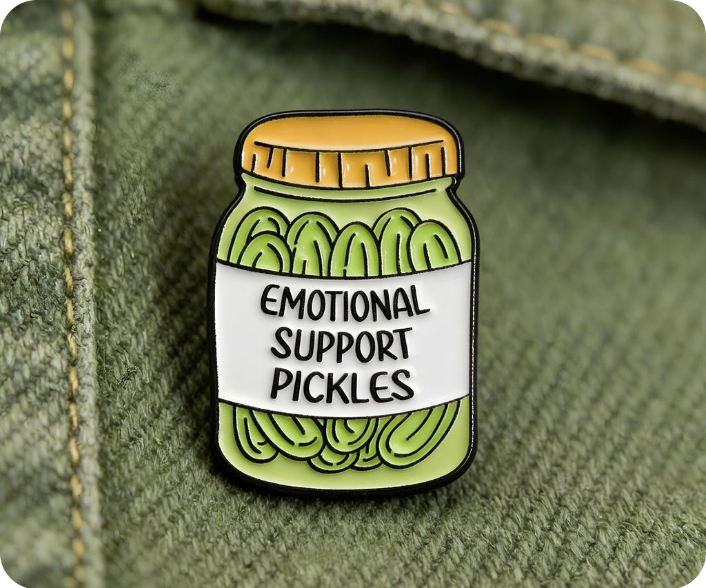 Emotional Support Pickles Jar Pin Badge