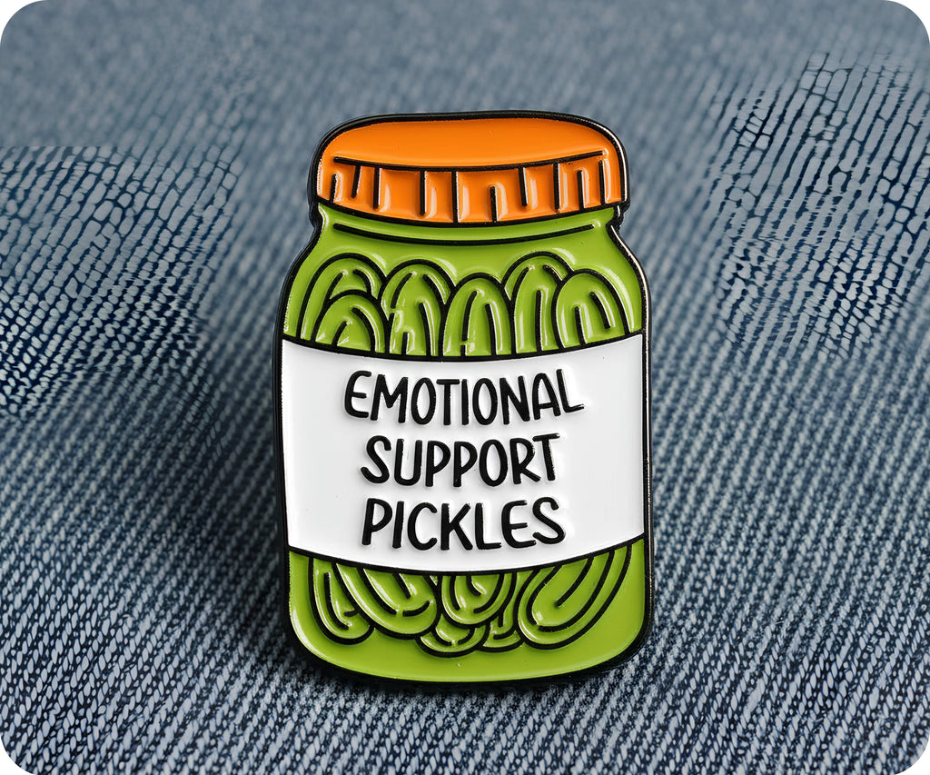 Emotional Support Pickles Jar Pin Badge