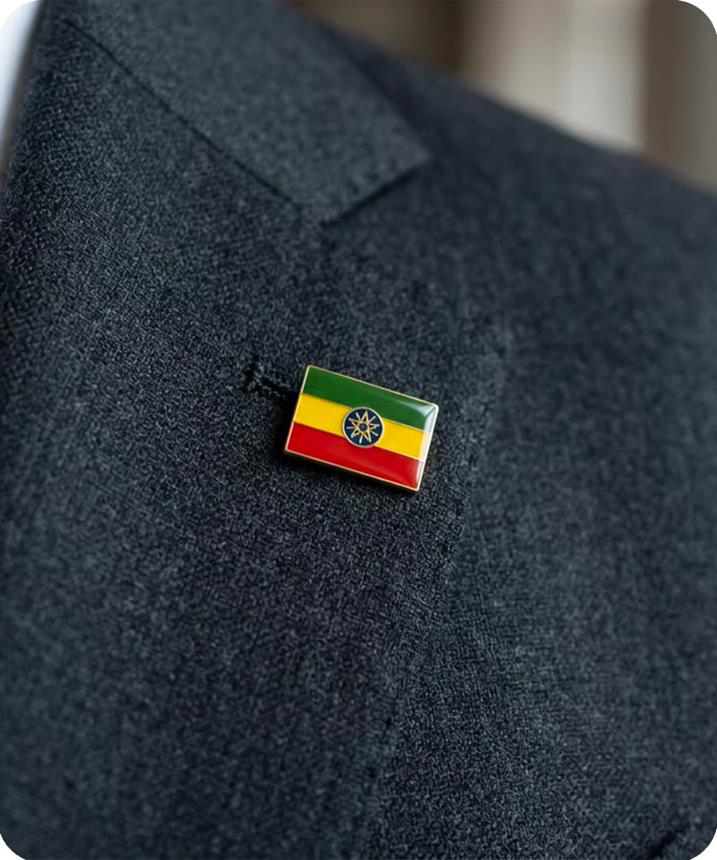 Ethiopia Rectangle Flag Enamel Pin Badge