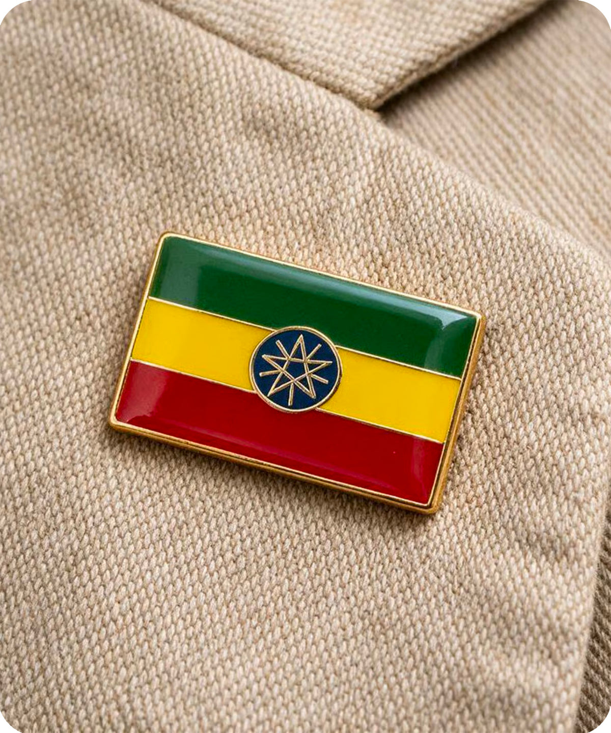 Ethiopia Rectangle Flag Enamel Pin Badge