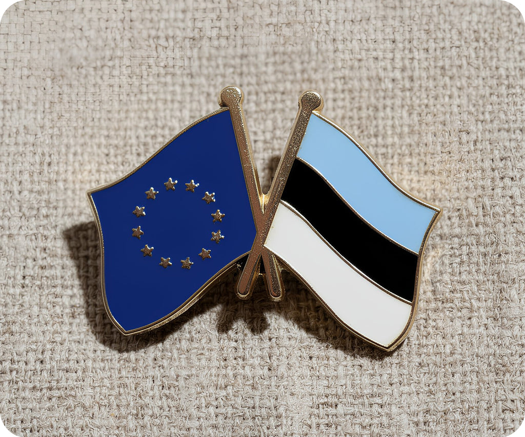 European Union EU & Estonia Friendship Pin Badge