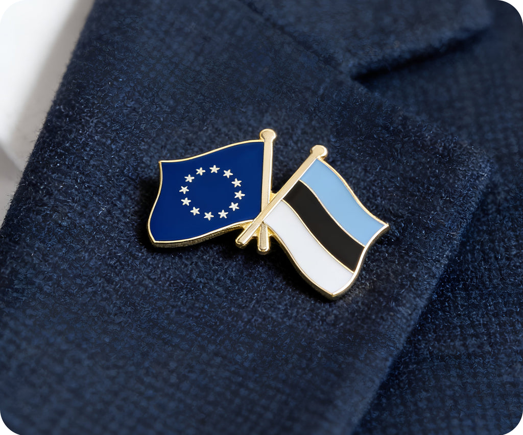 European Union EU & Estonia Friendship Pin Badge