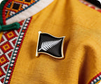 Silver Fern Flag Pin Badge