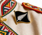 Silver Fern Flag Pin Badge
