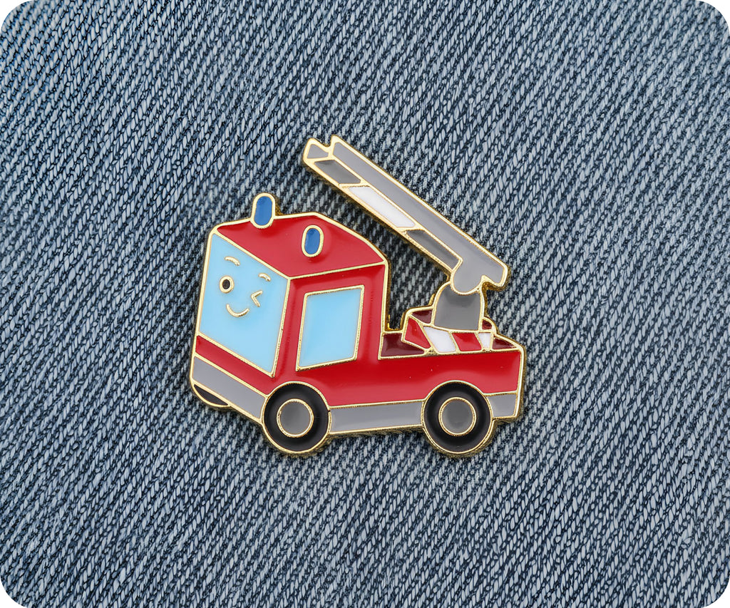 Cartoon Fire Truck Pin Badge