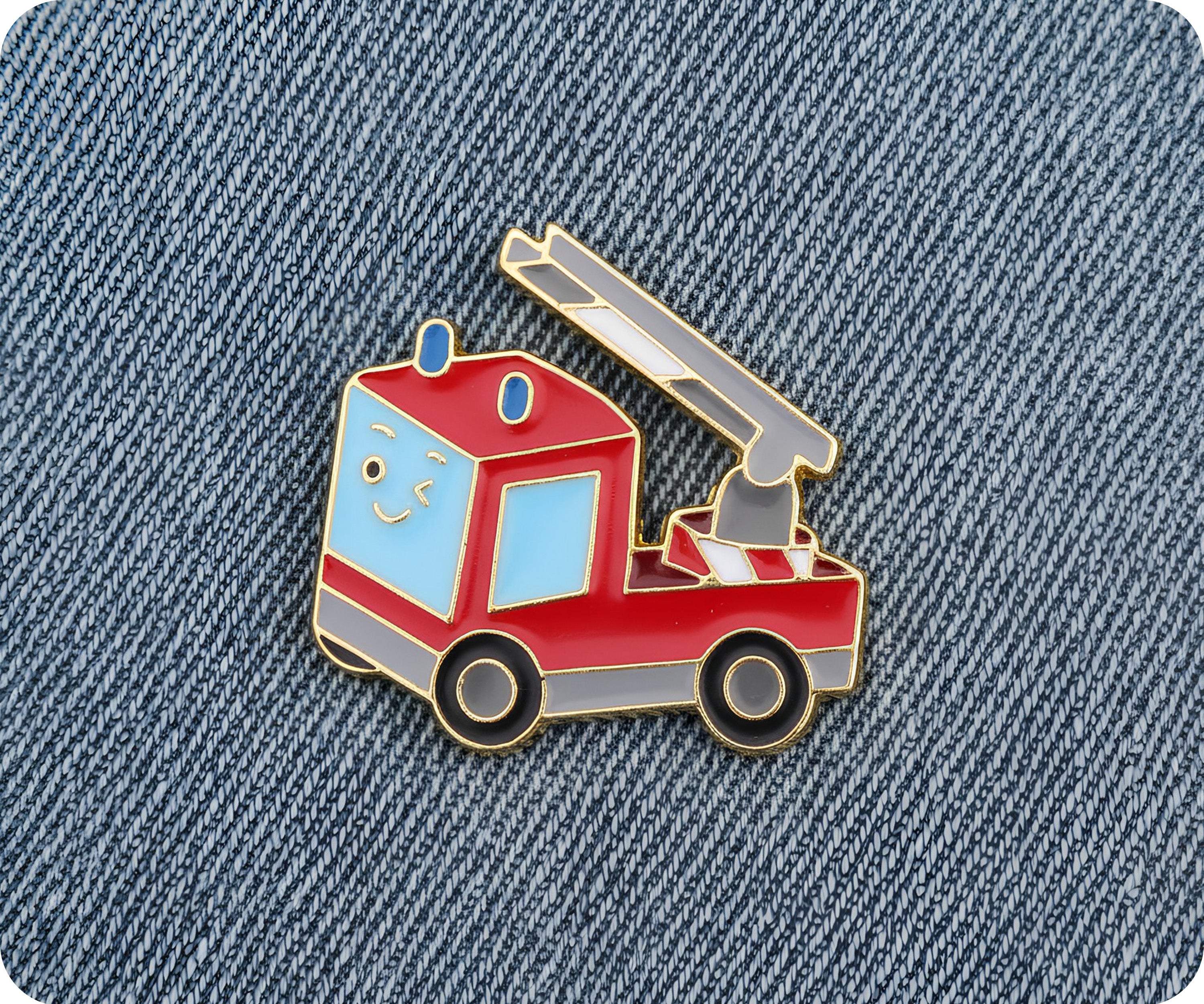 Cartoon Fire Truck Pin Badge