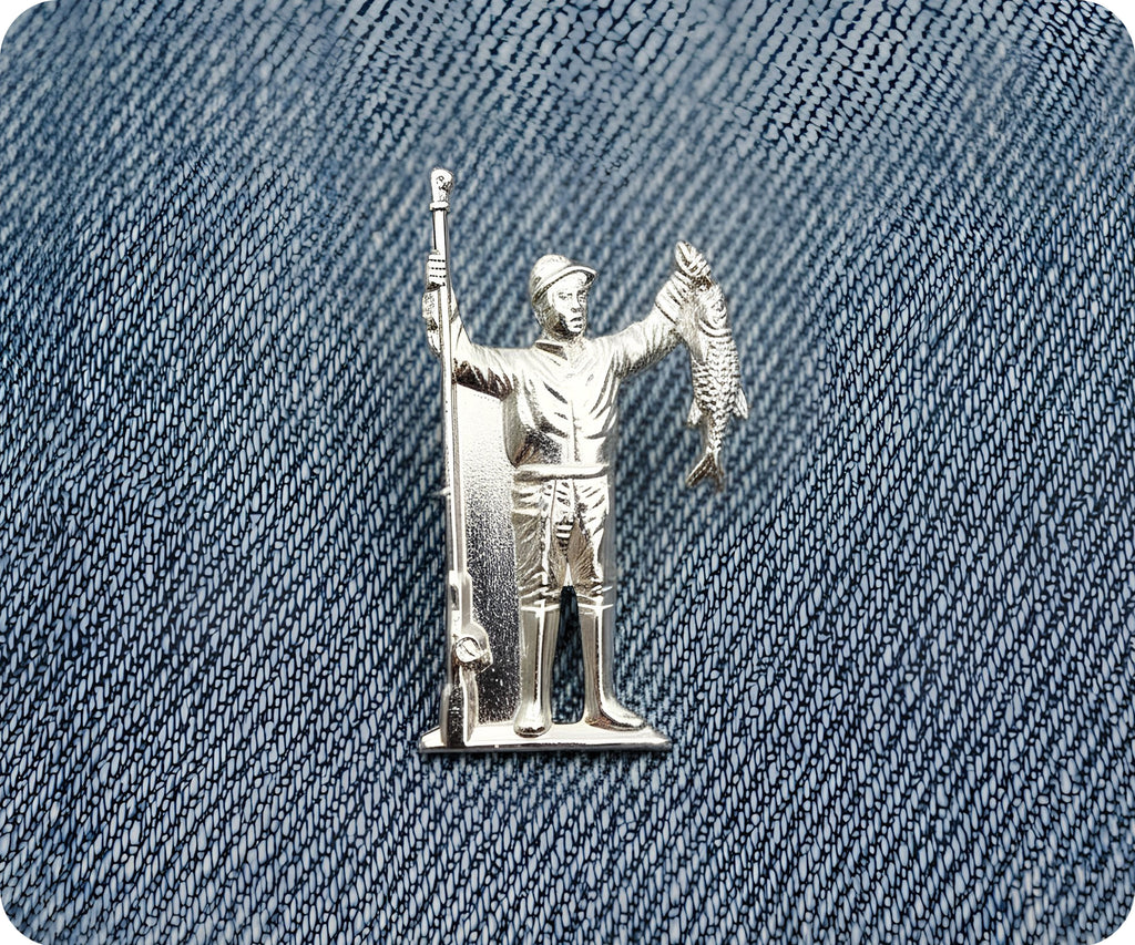 Silver Fisherman Pin Badge