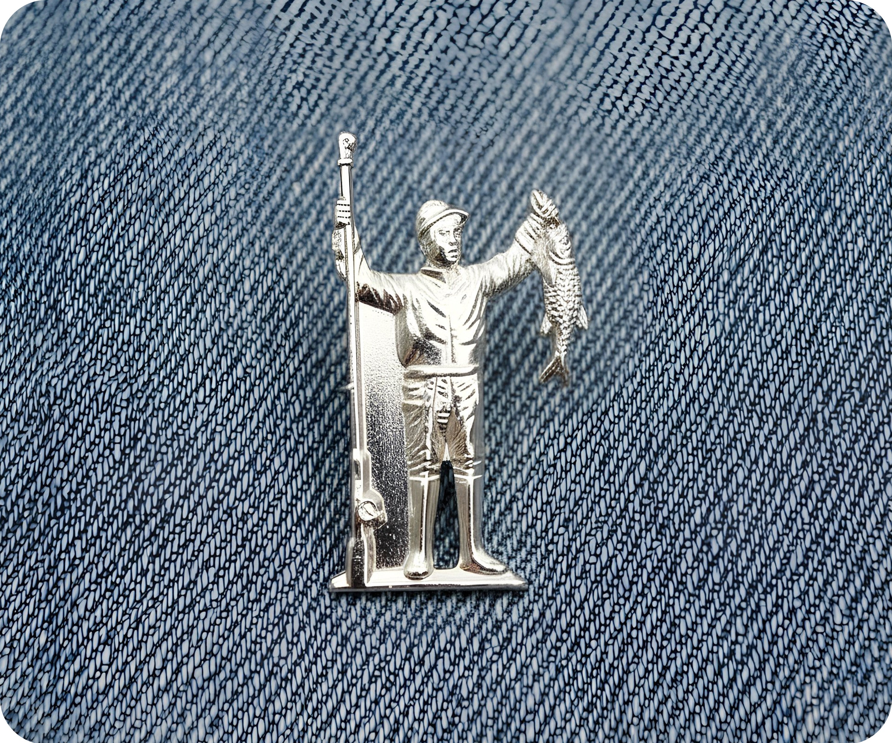 Silver Fisherman Pin Badge