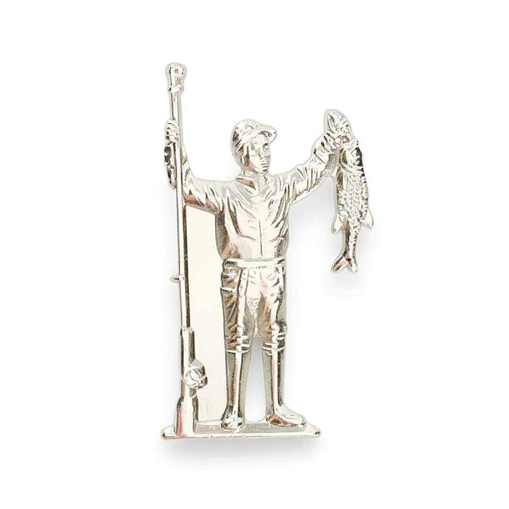 Silver Fisherman Pin Badge