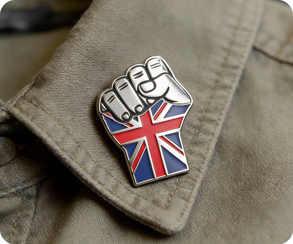 United Kingdom Union Jack Fist Enamel Pin Badge – 35mm x 22mm