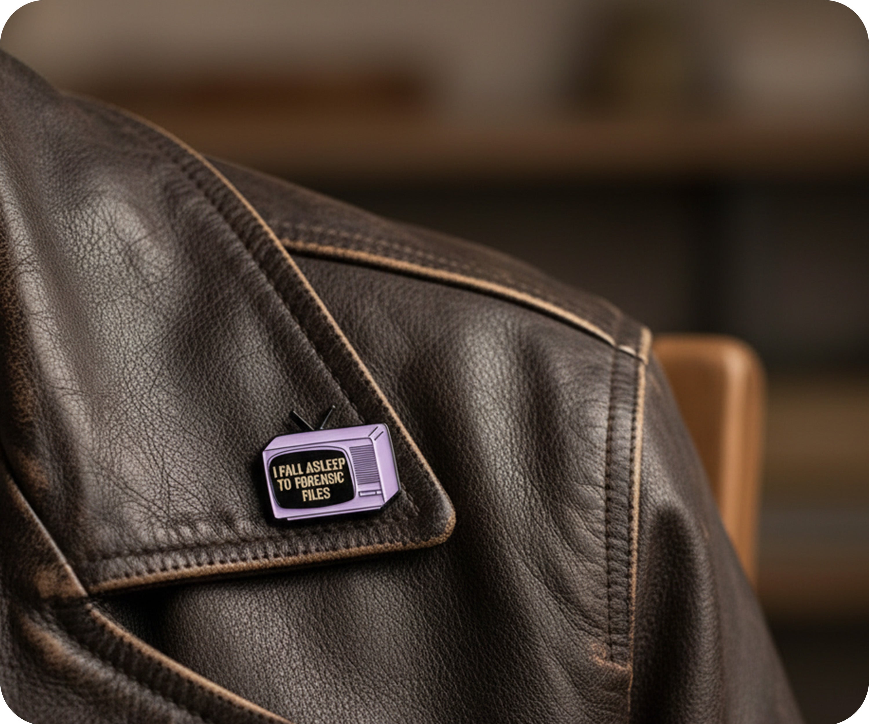 I Fall Asleep To Forensic Files True Crime Pin Badge