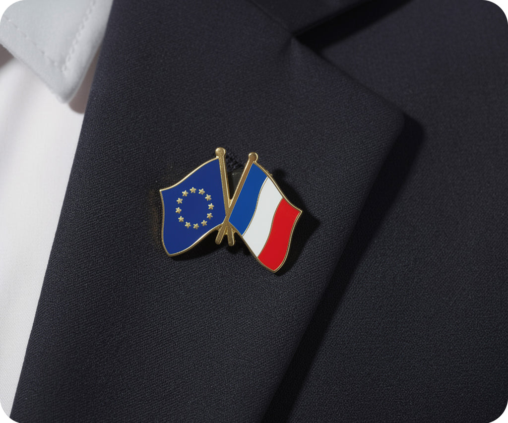 European Union & France EU Friendship Pin Badge