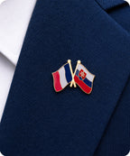 France and Slovakia Friendship Flag Enamel Lapel Pin Badge