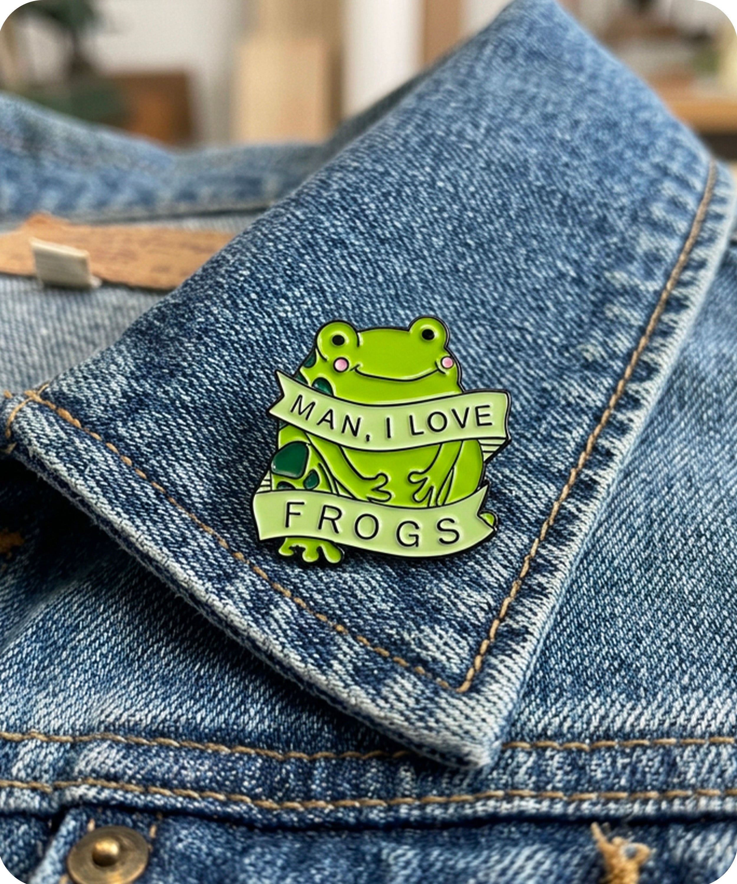 Man I Love Frogs Enamel Lapel Pin Badge Imagen secundaria del producto