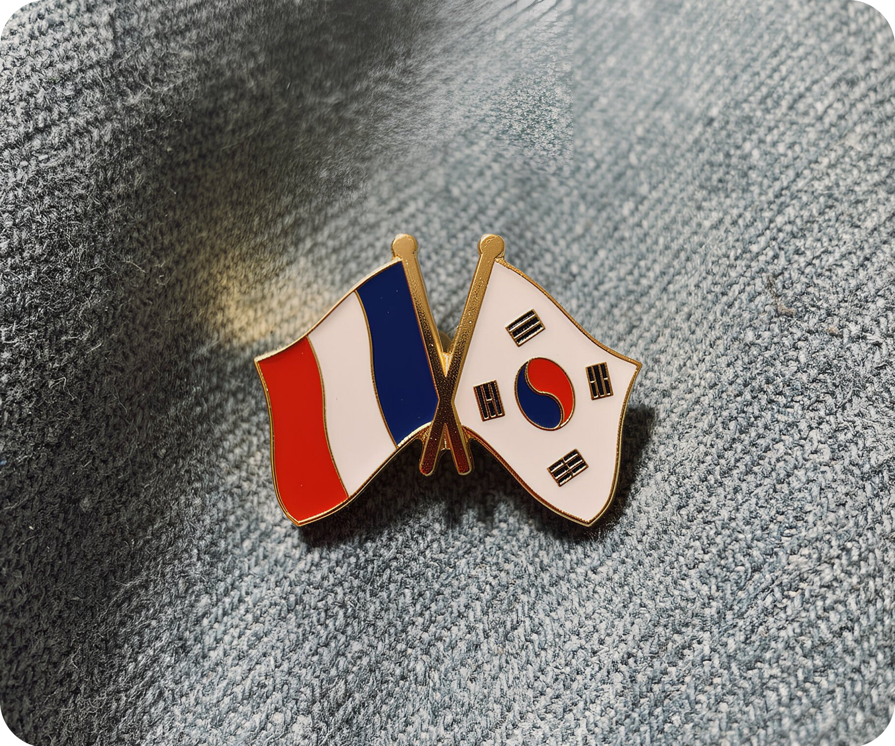 France & South Korea Friendship Pin Badge