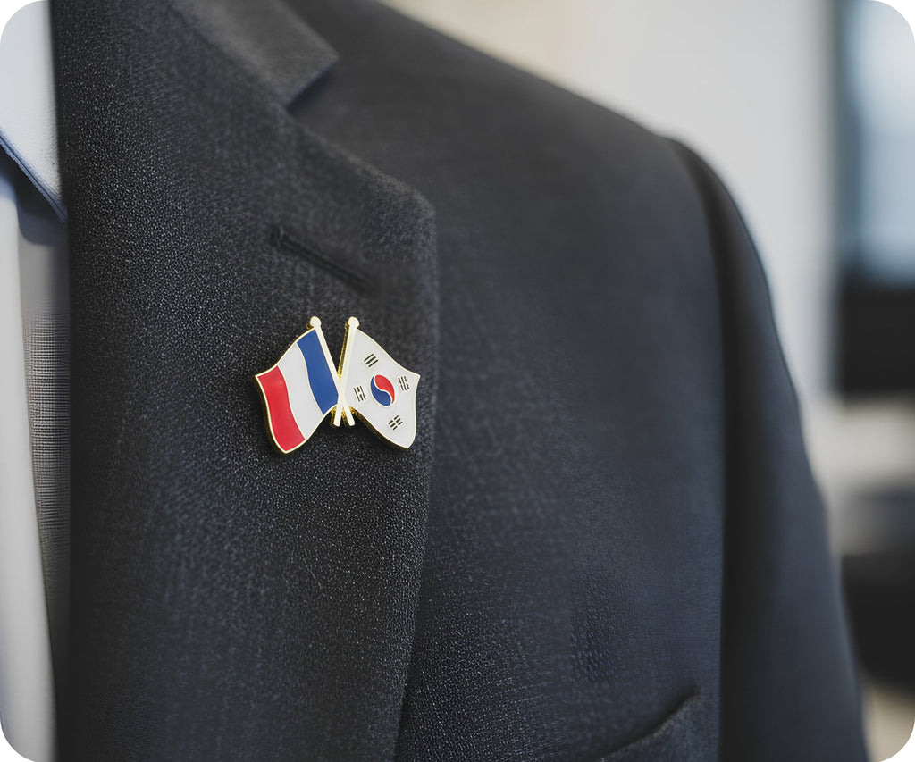 France & South Korea Friendship Pin Badge