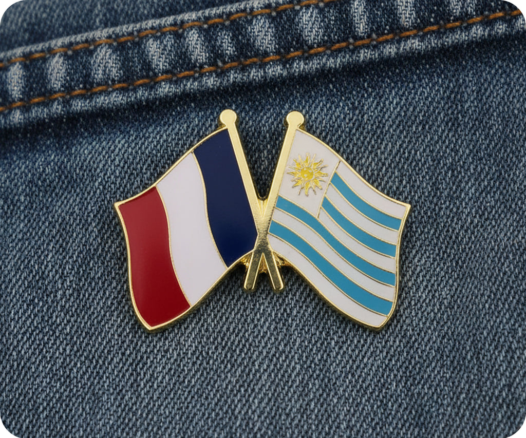 France & Uruguay Friendship Pin Badge