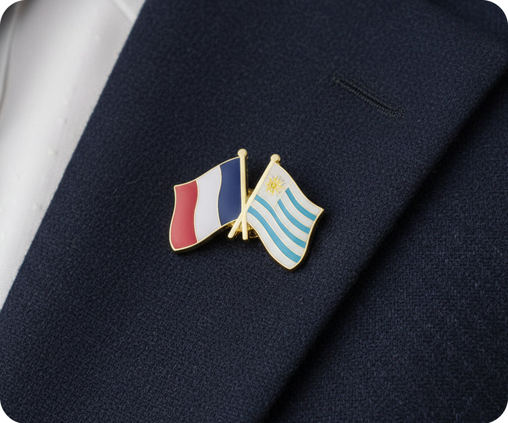 France & Uruguay Friendship Pin Badge