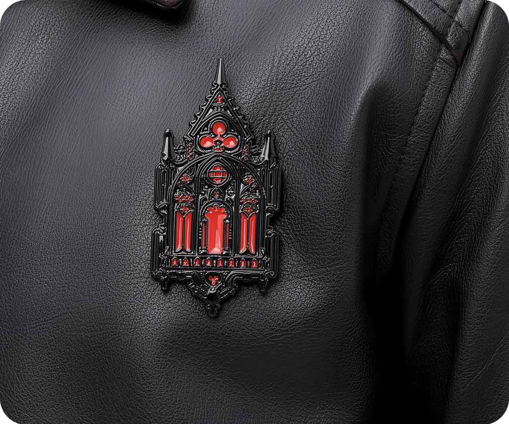 Gothic Church Stained Glass Pin Badge