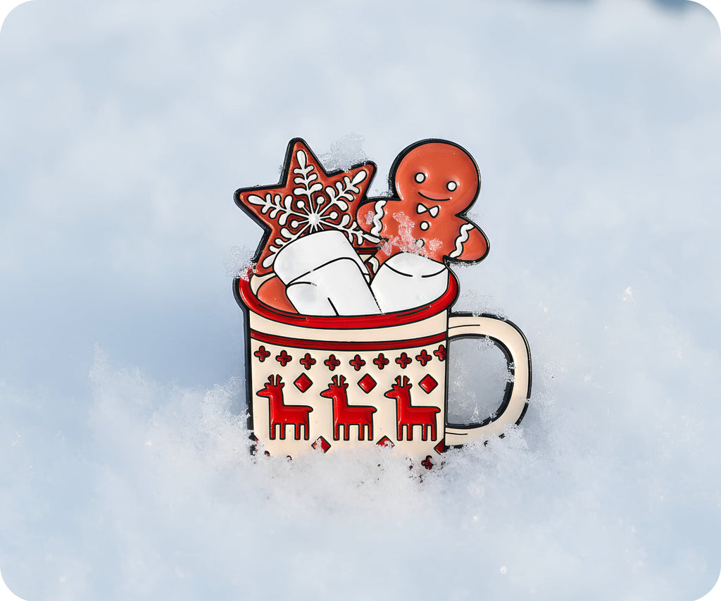 Ginger Bread Xmas Hot Coco Drink Christmas Pin Badge