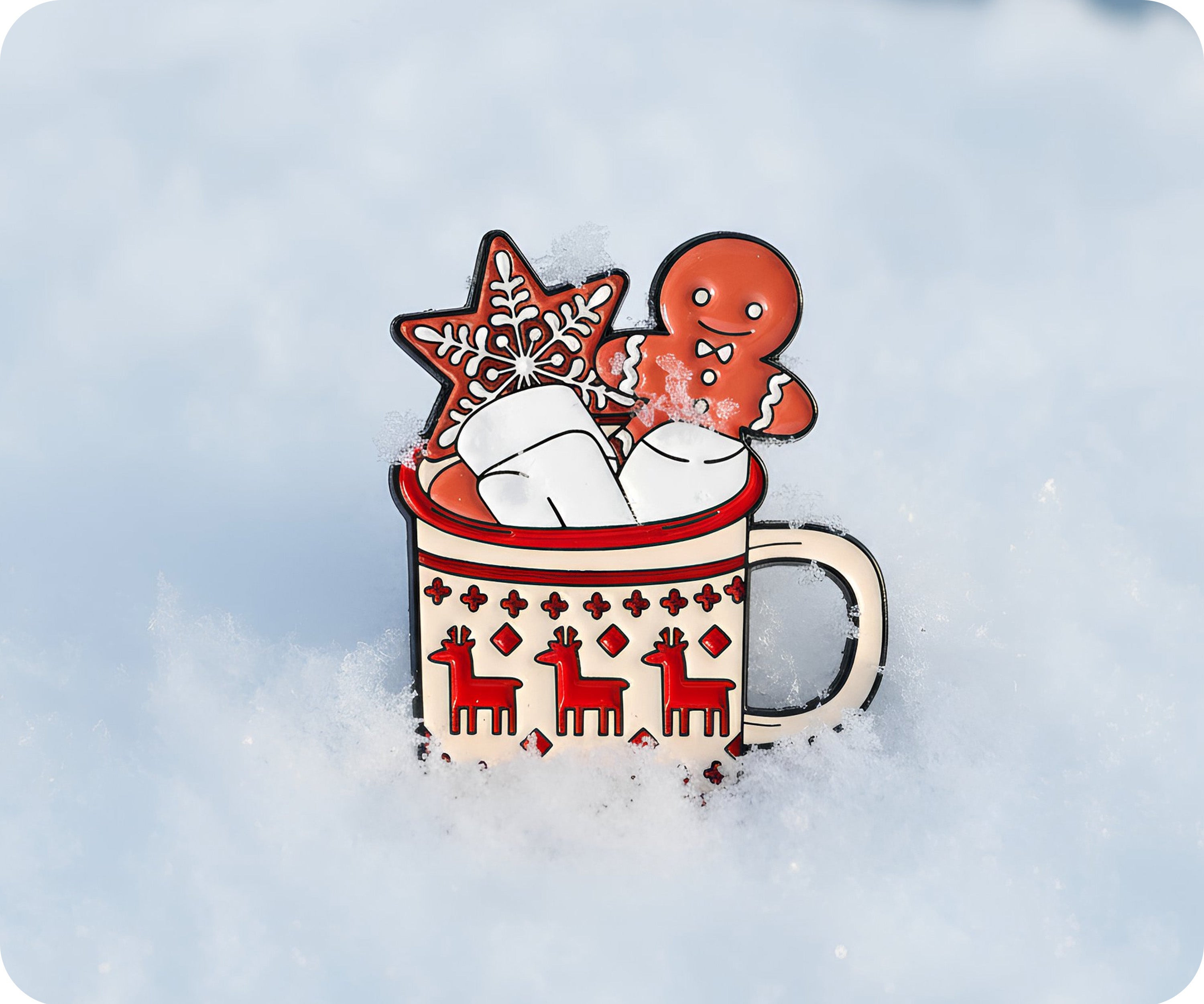 Ginger Bread Xmas Hot Coco Drink Christmas Pin Badge