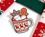 Ginger Bread Xmas Hot Coco Drink Christmas Pin Badge