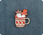 Ginger Bread Xmas Hot Coco Drink Christmas Pin Badge