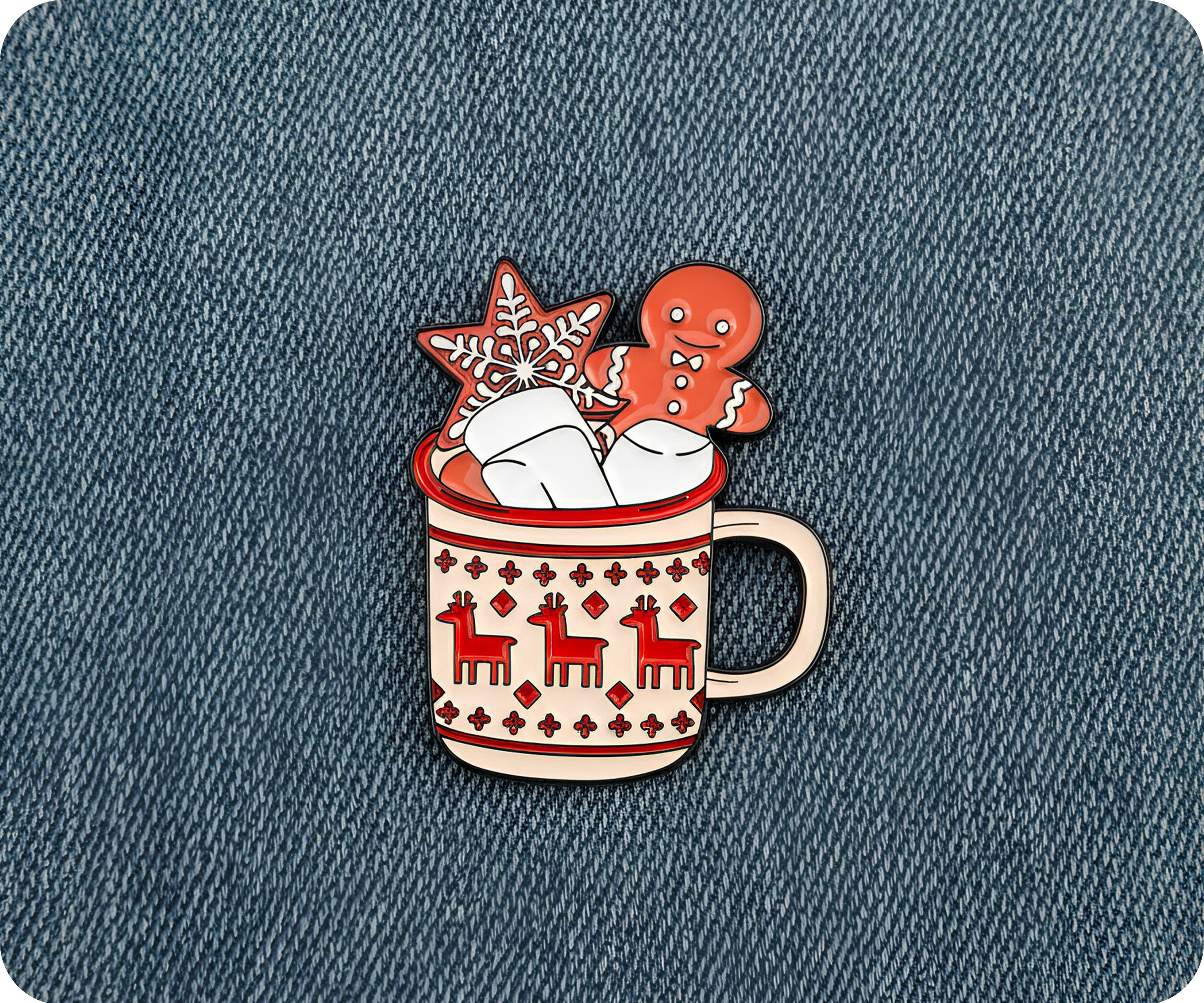 Ginger Bread Xmas Hot Coco Drink Christmas Pin Badge