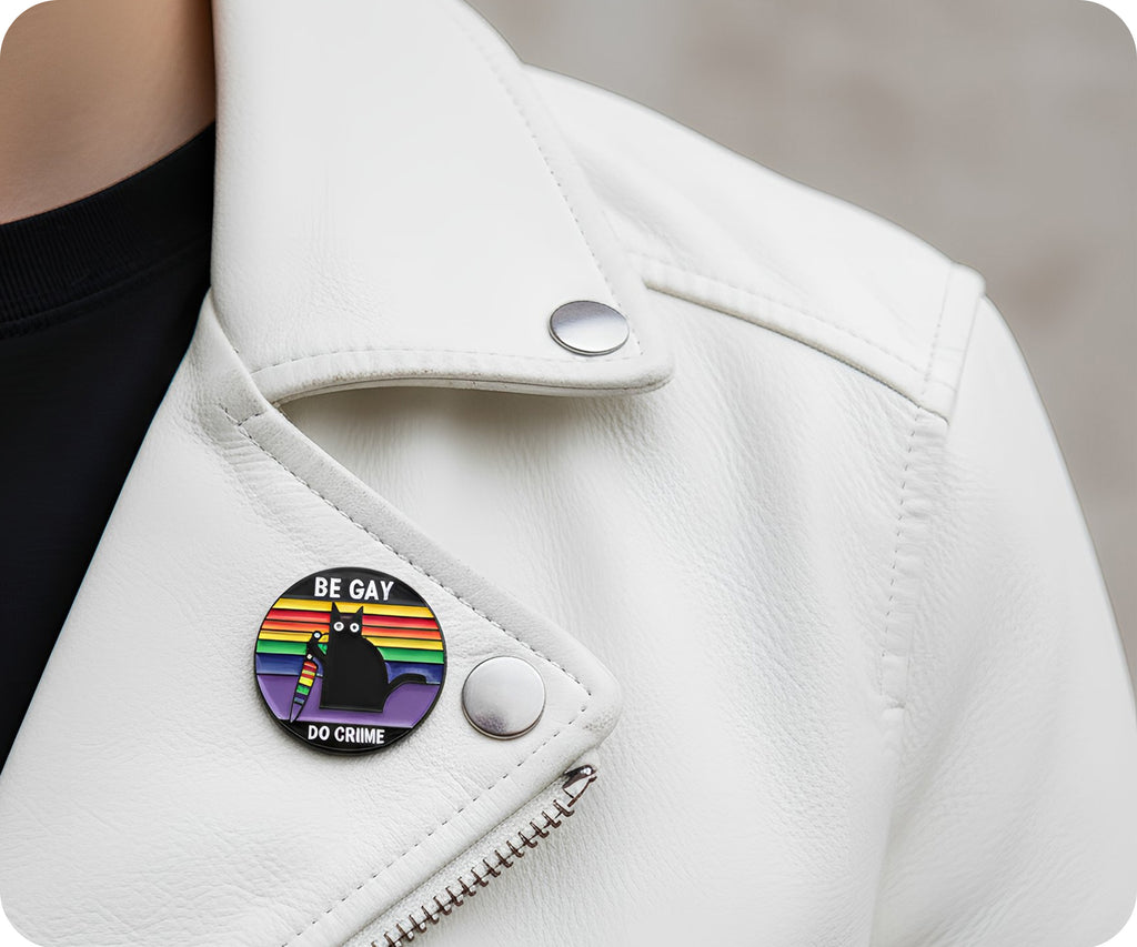 Be Gay, Do Crime Cat Pin Badge