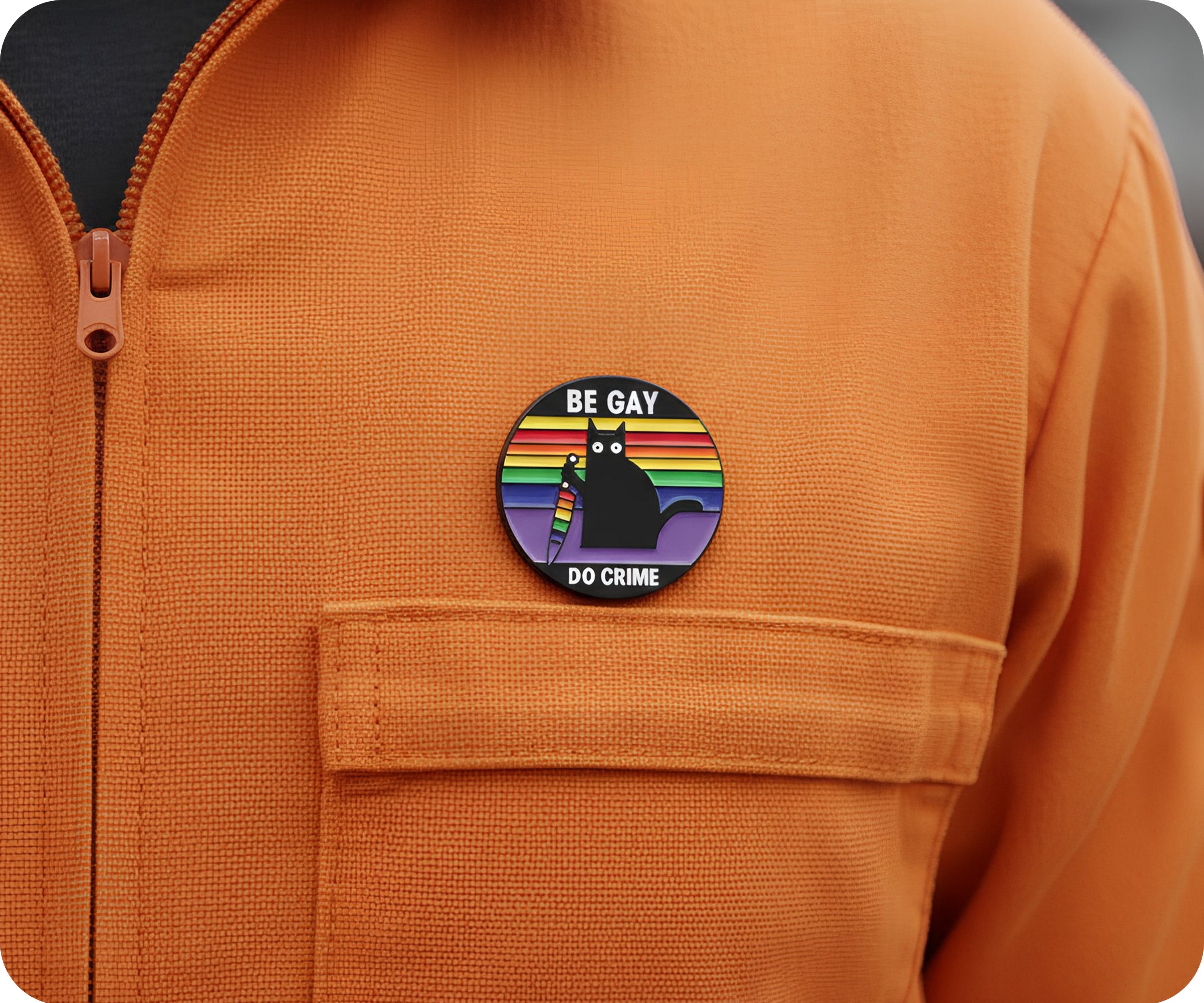 Chapa de Gato "Be Gay, Do Crime" Imagen secundaria del producto