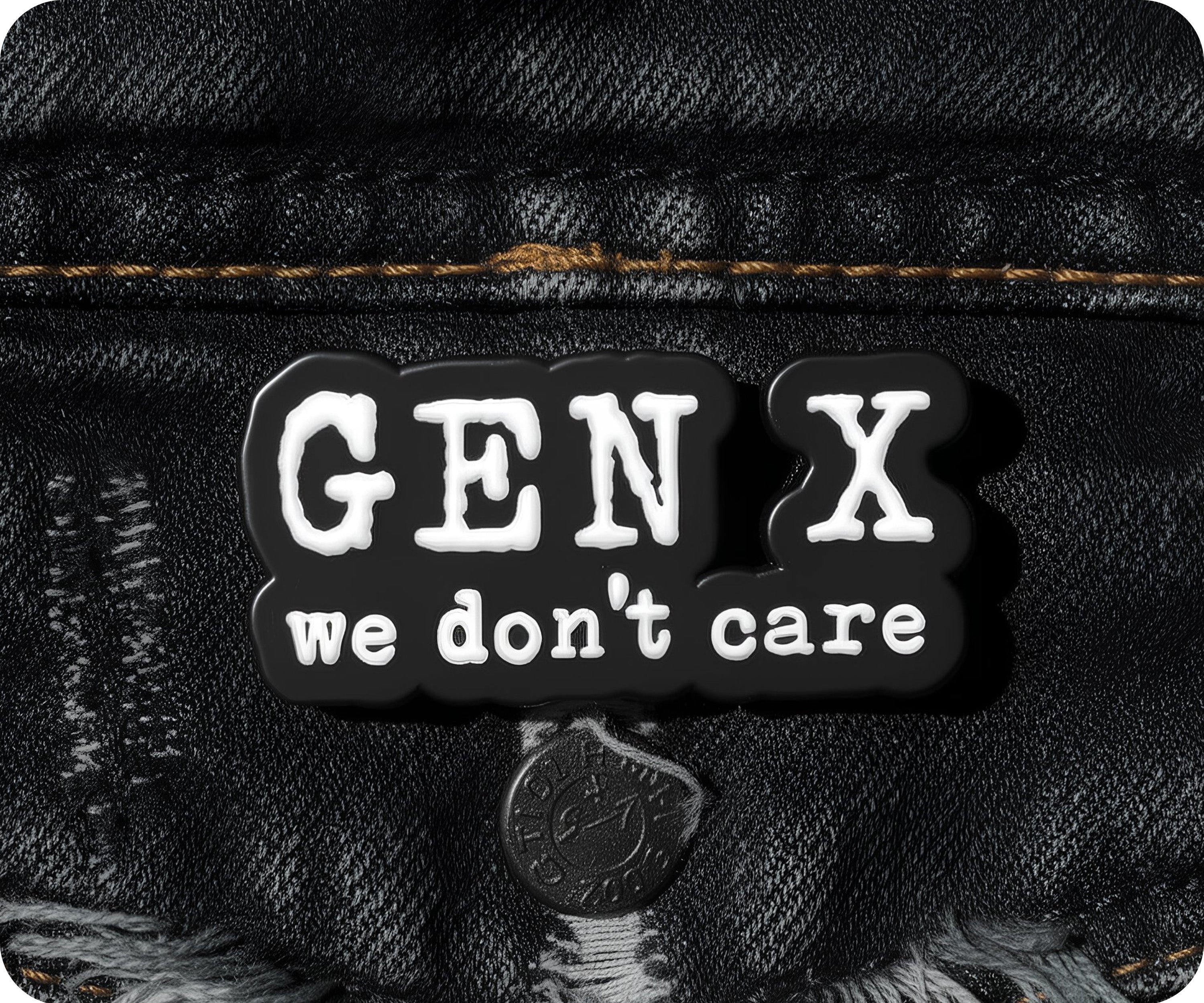Gen X We Don't Care Pin Badge