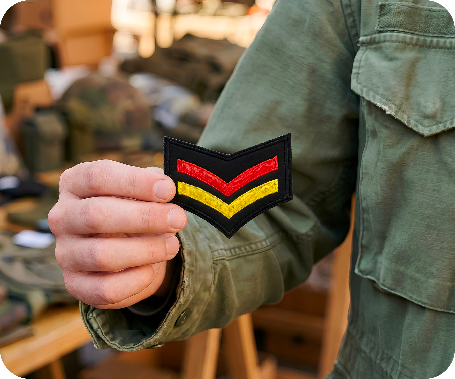 Parche termoadhesivo para coser de Sargento Amarillo Rojo Alemania Rango Ejército (6 x 7.5cm) Imagen secundaria del producto