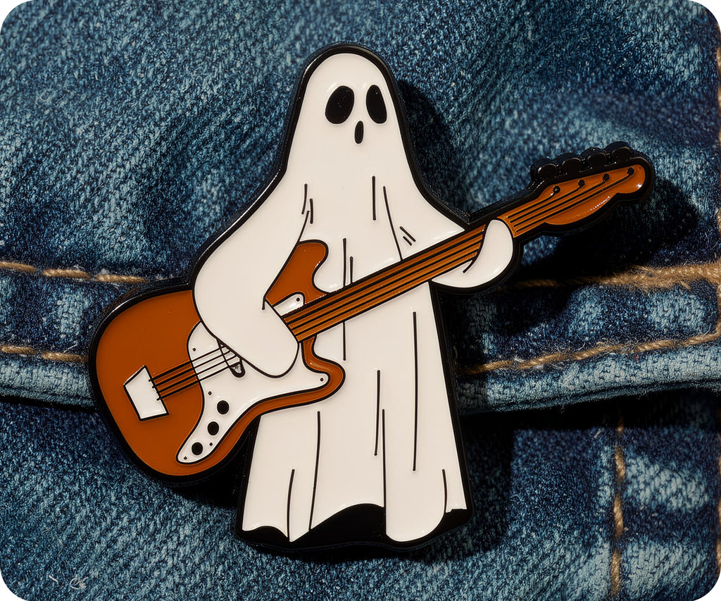 Ghost Playing Guitar Pin Badge