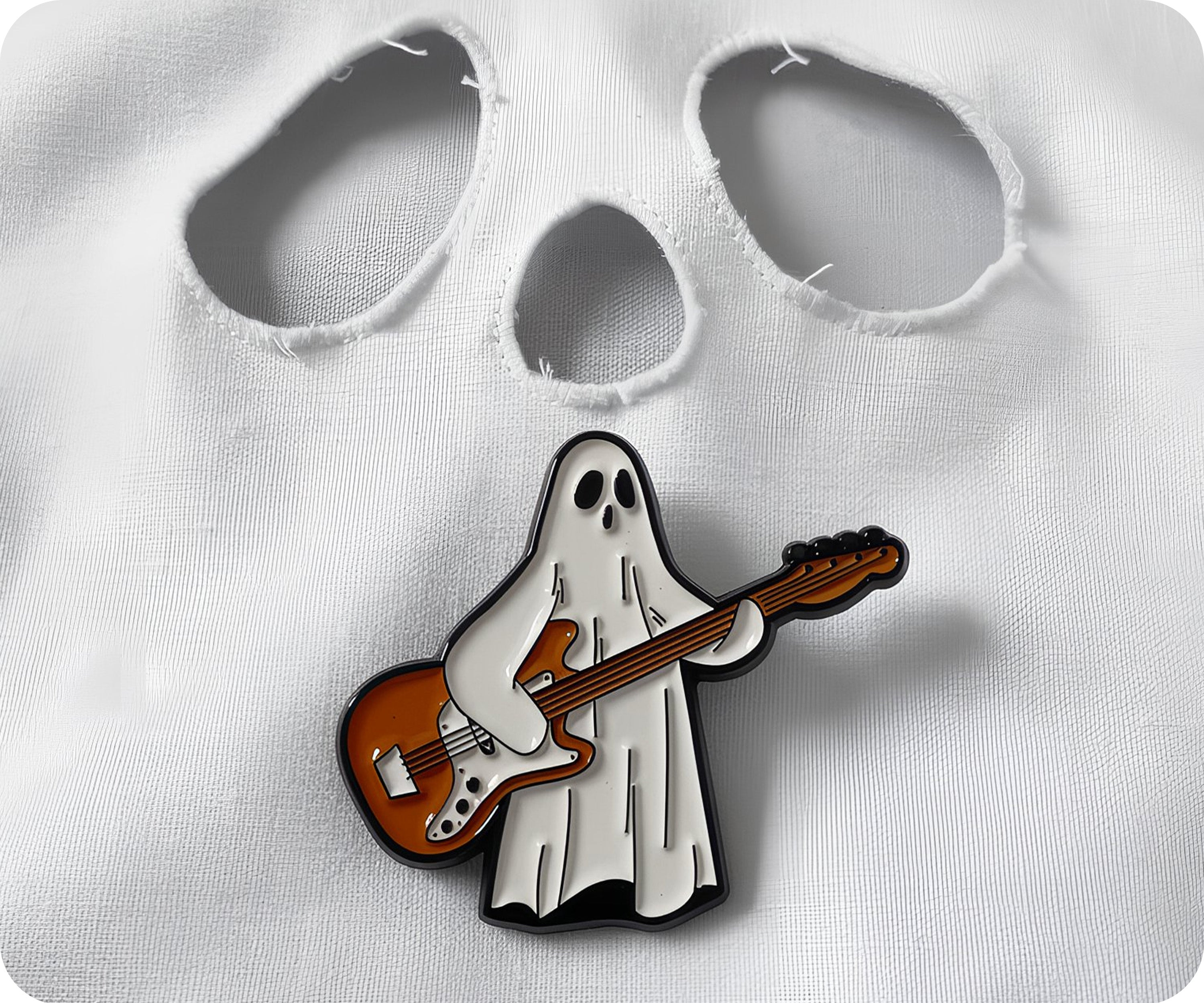 Ghost Playing Guitar Pin Badge